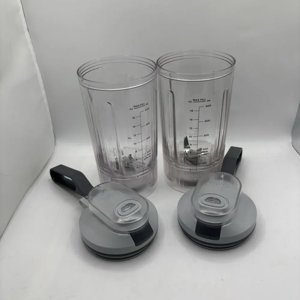 Ninja Twist & Go Vessel Cup Lot of Two 500 ml Clear Gray Blender Replacement